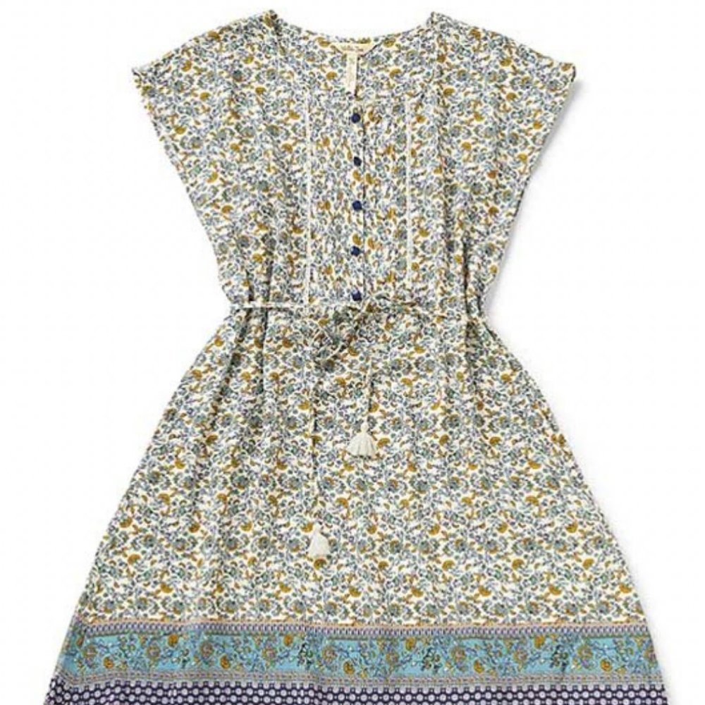 Matilda Jane High Low Dress - Floral Blue and Cream